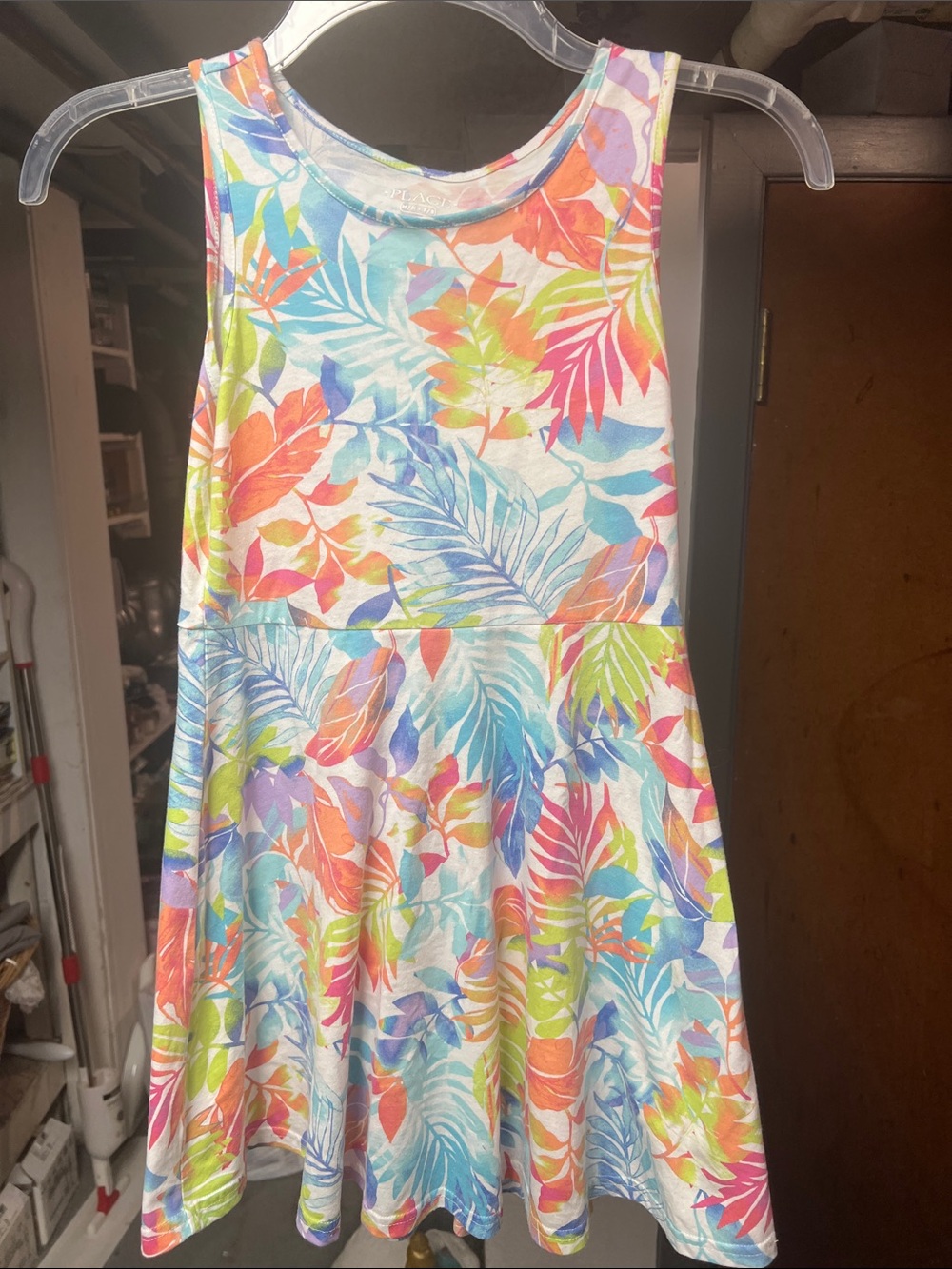 Girls Tropical Leaf Print Tank Dress - Multicolor